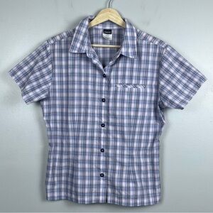 Patagonia Women's Puckerware Plaid Organic Cotton Blend Button Up Shirt Size 8